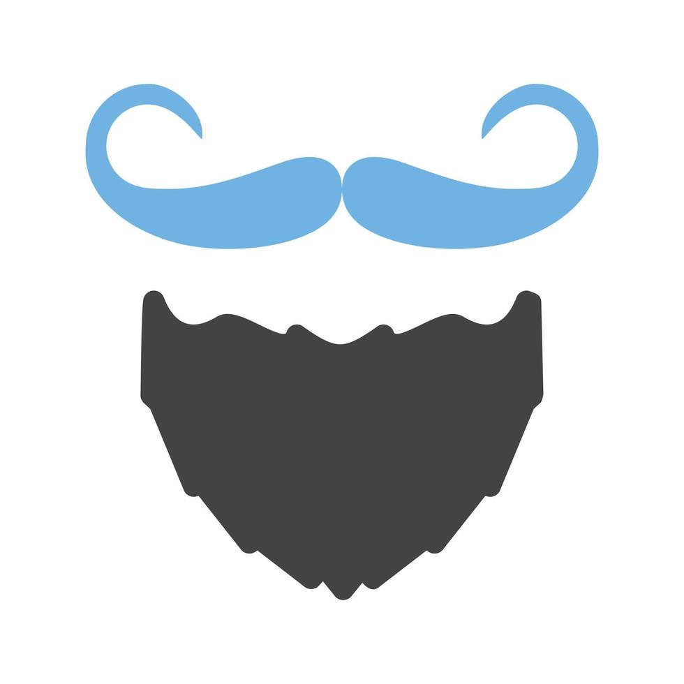 baard en snor ik glyph blauw en zwart icoon vector