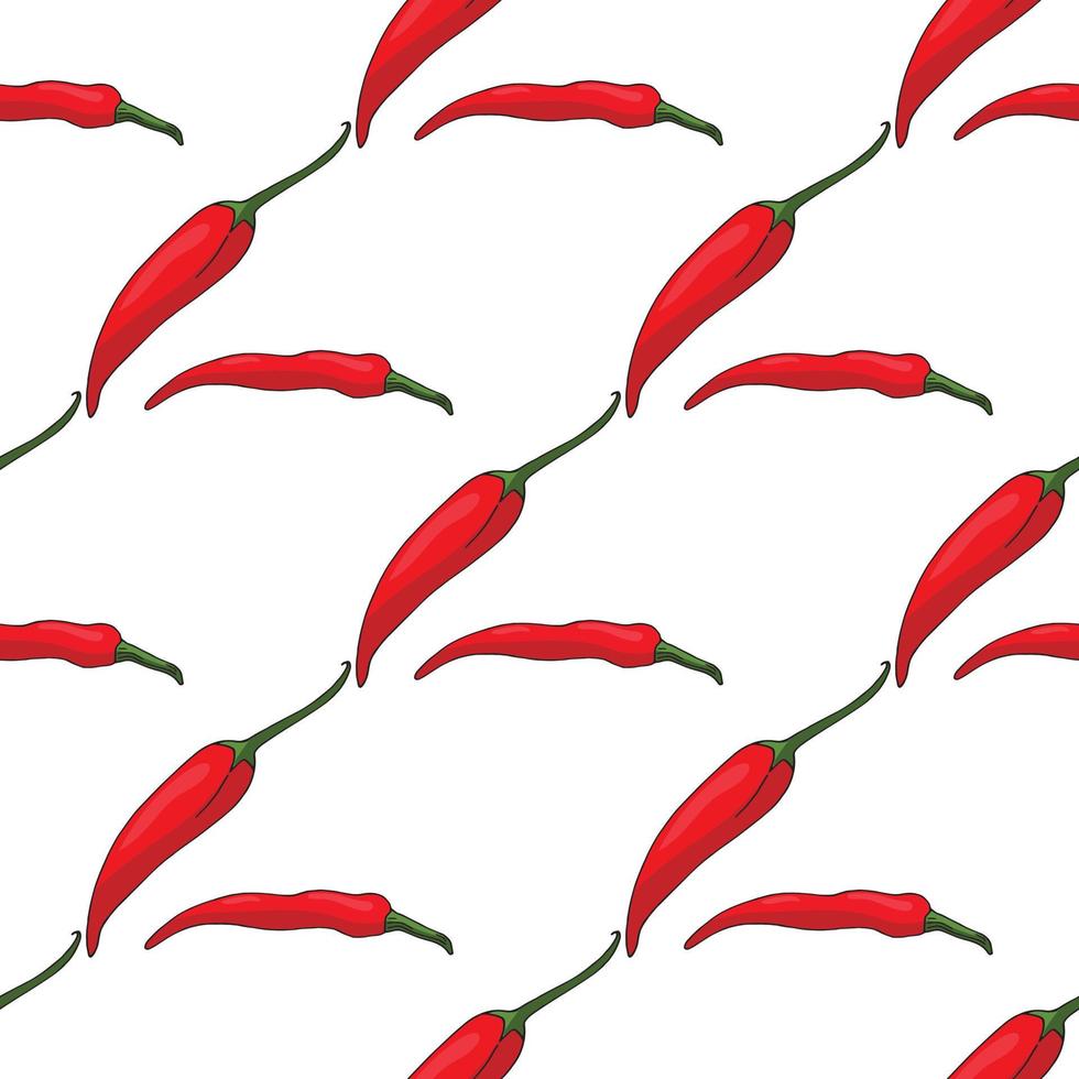 naadloos patroon van heet Chili paprika's Aan wit achtergrond. eindeloos achtergrond voor uw ontwerp. vector