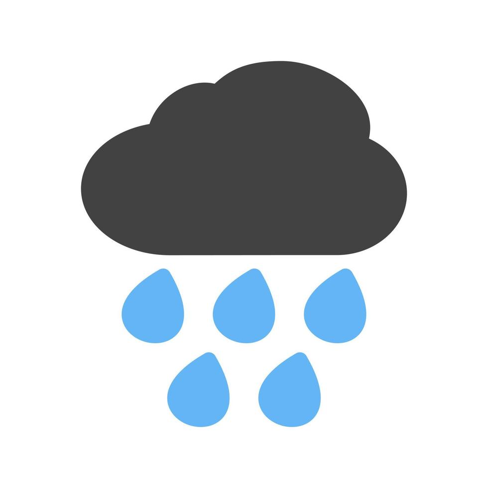 zwaar regen glyph blauw en zwart icoon vector