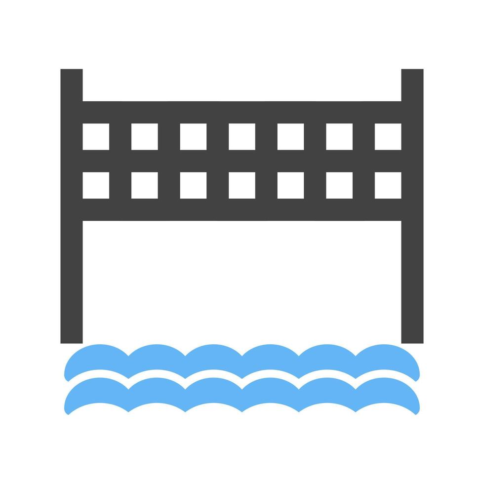 water sport- glyph blauw en zwart icoon vector