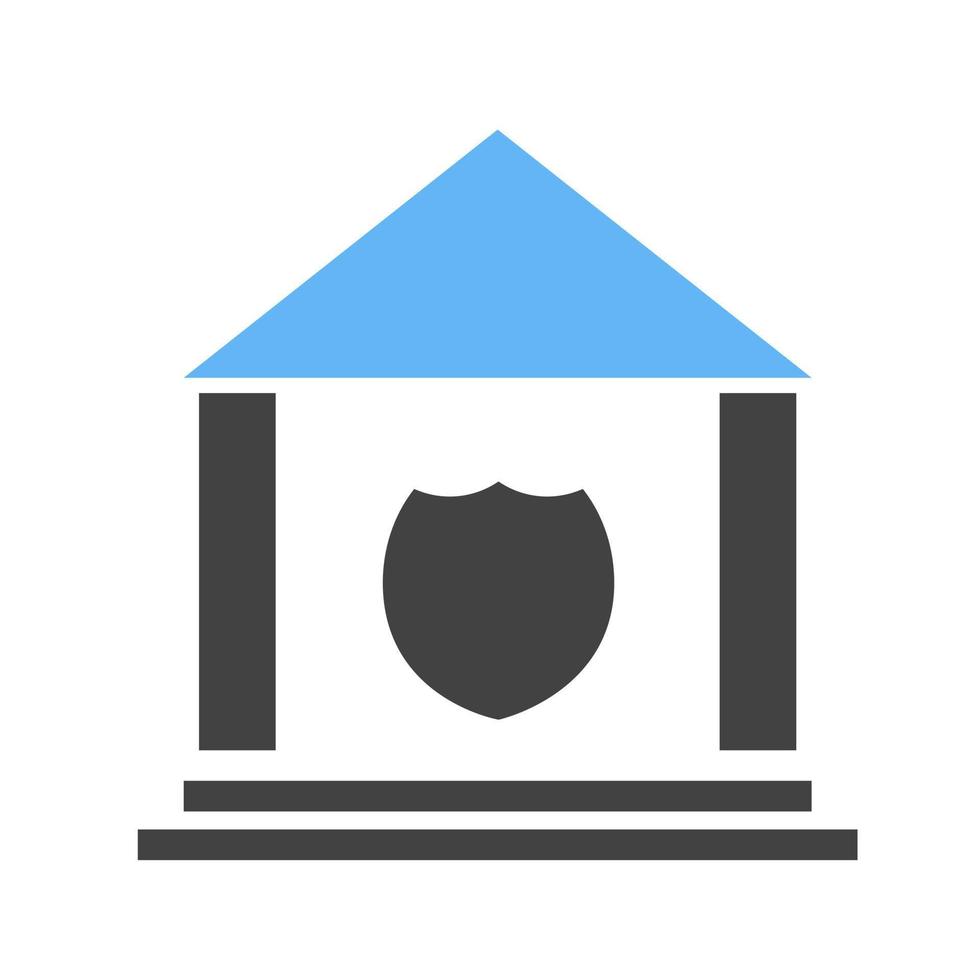 Politie station glyph blauw en zwart icoon vector