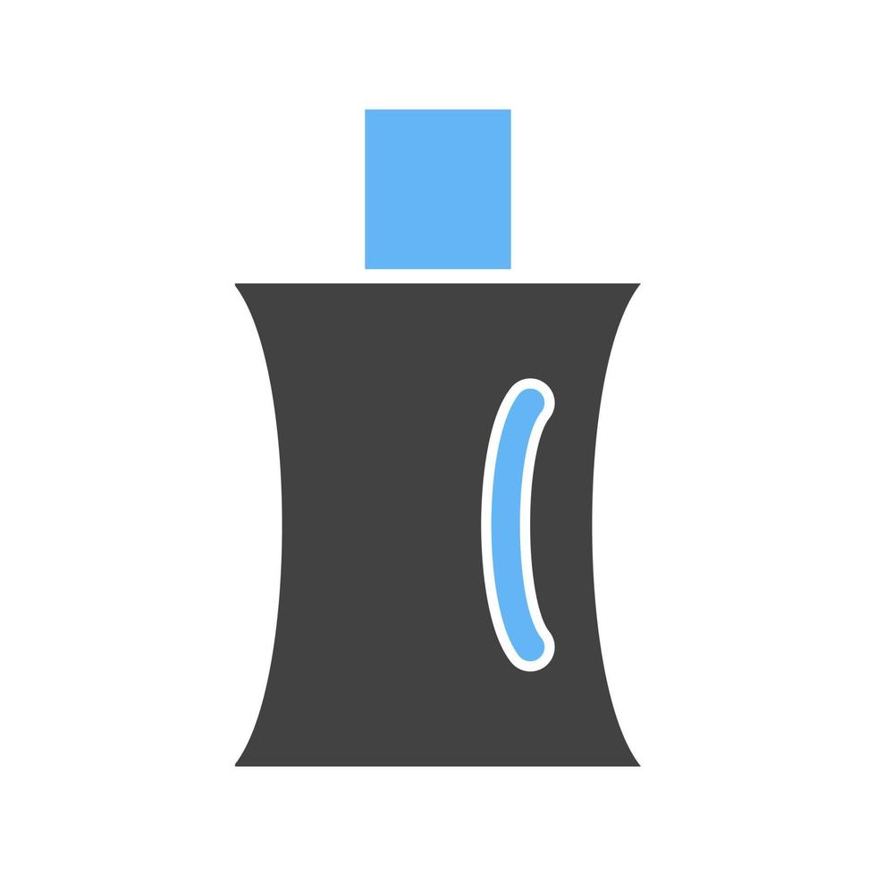 parfum fles glyph blauw en zwart icoon vector