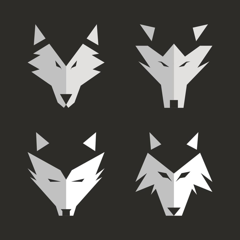 reeks van modern logo wolf hoofd mascotte dier. roofdier gezicht wolf silhouet zwart en wit vector illustratie logo
