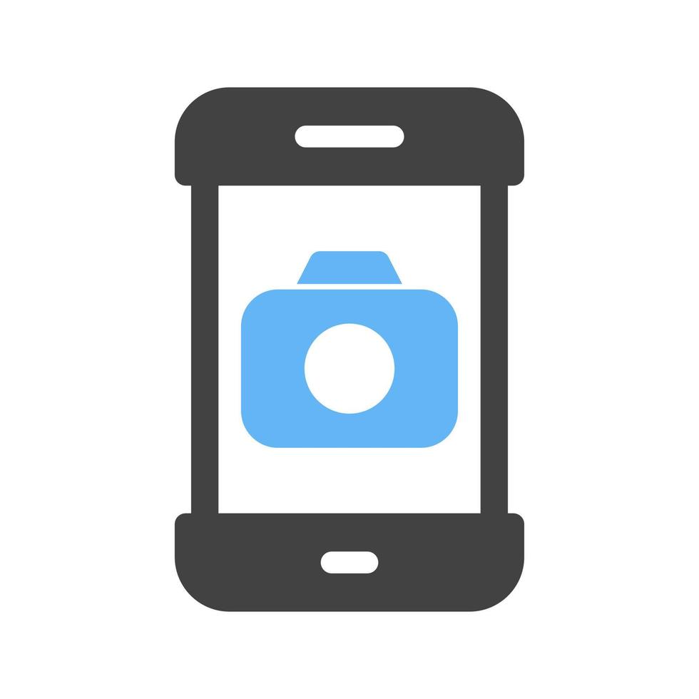 camera app glyph blauw en zwart icoon vector