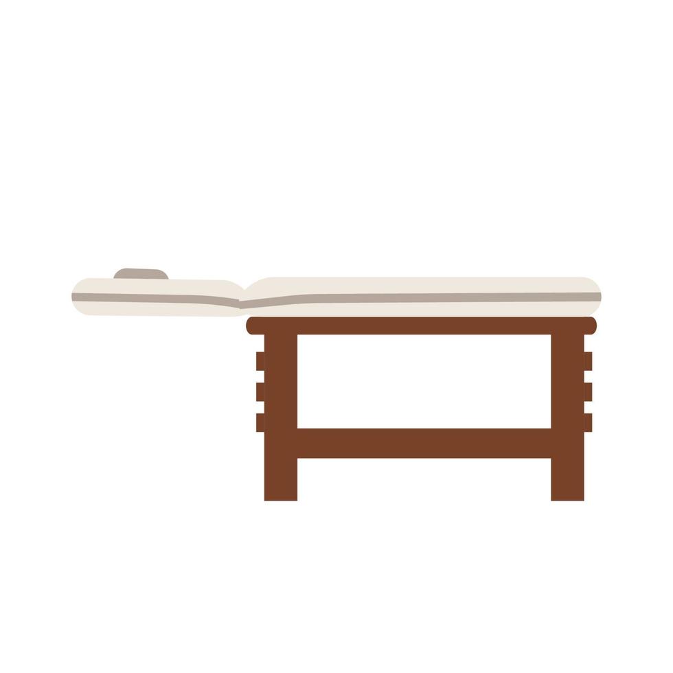 massage tafel Gezondheid spa vector illustratie zorg behandeling icoon. geneeskunde massage tafel behandeling symbool. persoon schoonheid ontspanning salon tekenfilm bed icoon therapeut. dokter professioneel hoofdkussen teken