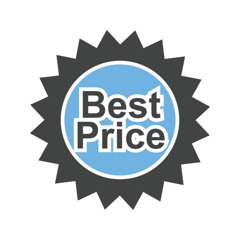 het beste prijs label glyph blauw en zwart icoon vector