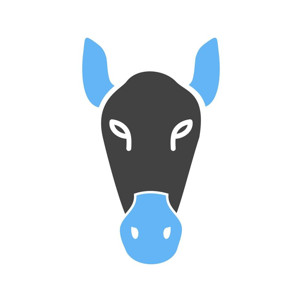 paard gezicht glyph blauw en zwart icoon vector