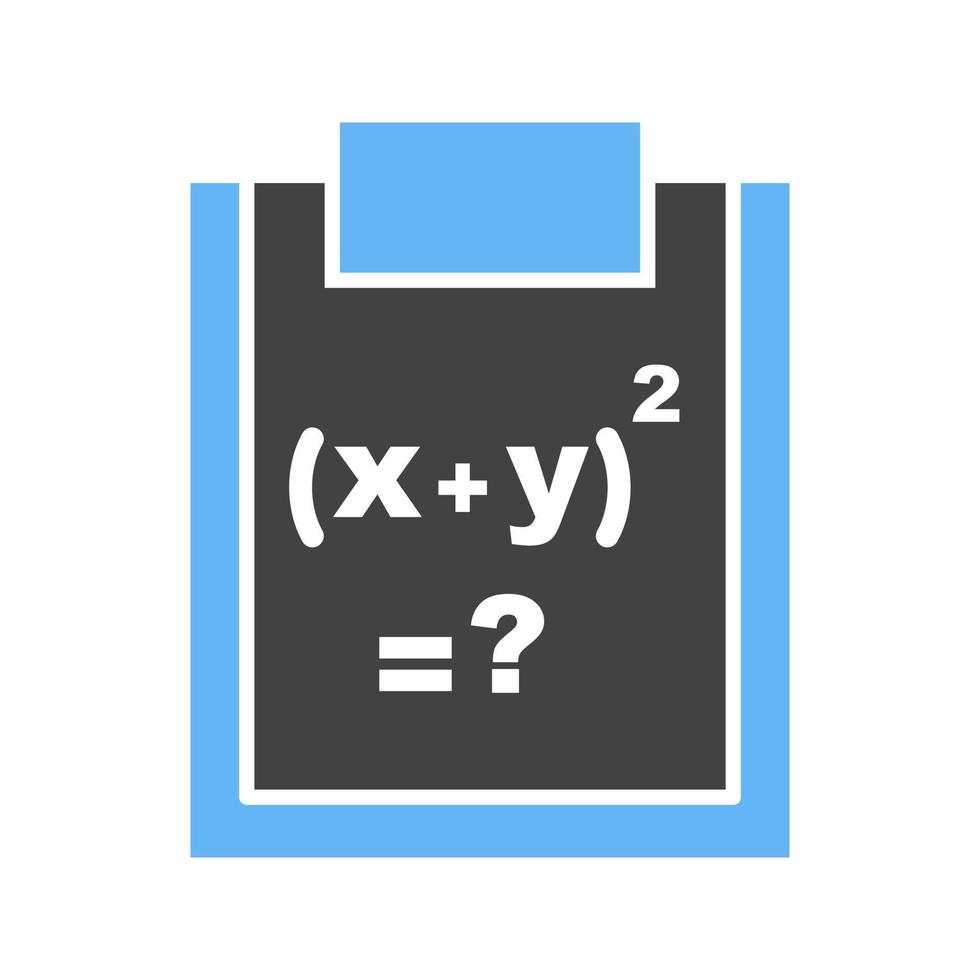 oplossen formule glyph blauw en zwart icoon vector