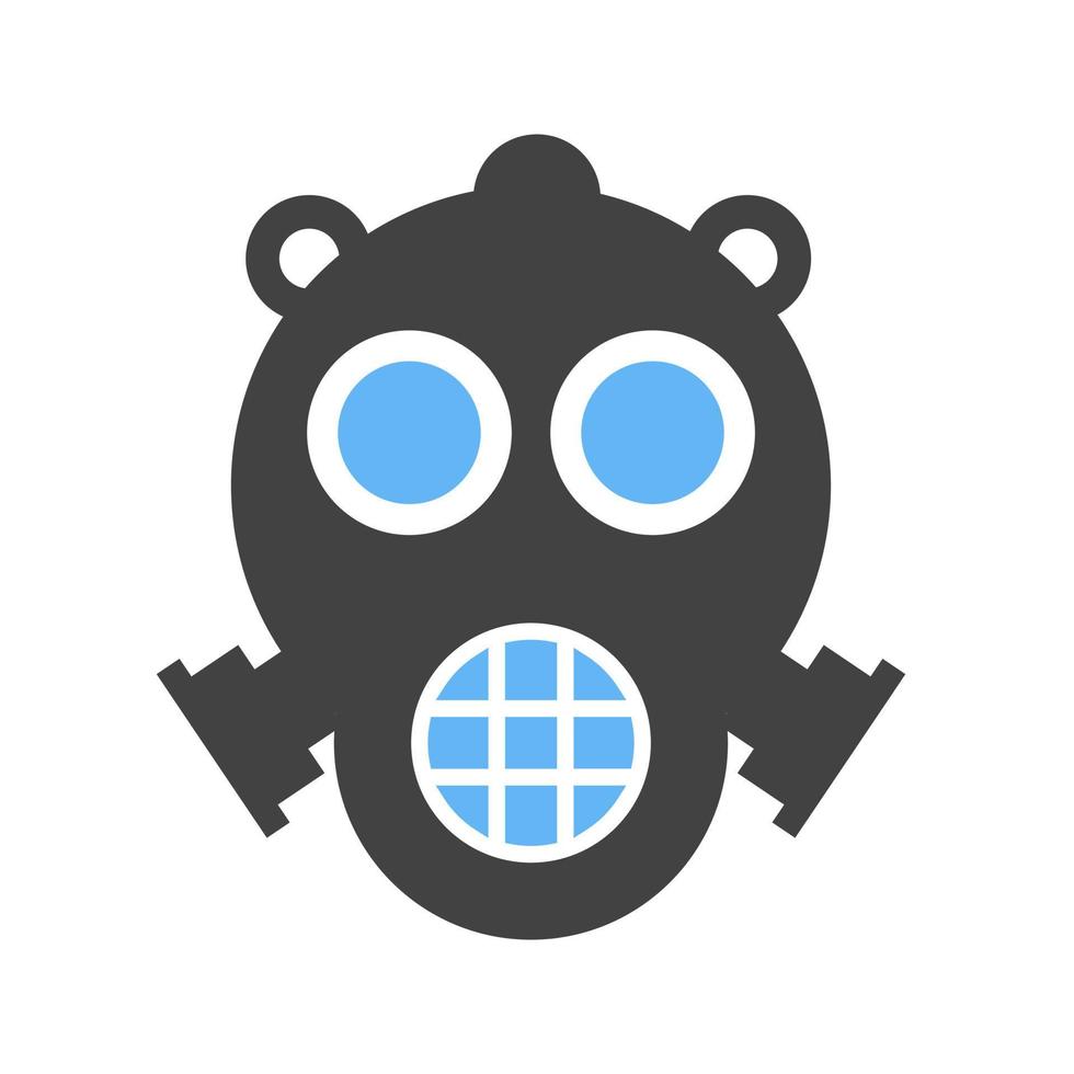 zuurstof masker glyph blauw en zwart icoon vector