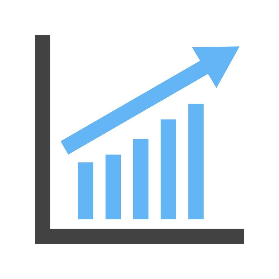 escalerend bar diagram glyph blauw en zwart icoon vector