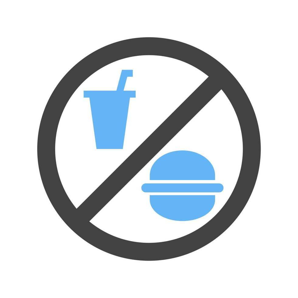 Nee voedsel of drankjes glyph blauw en zwart icoon vector