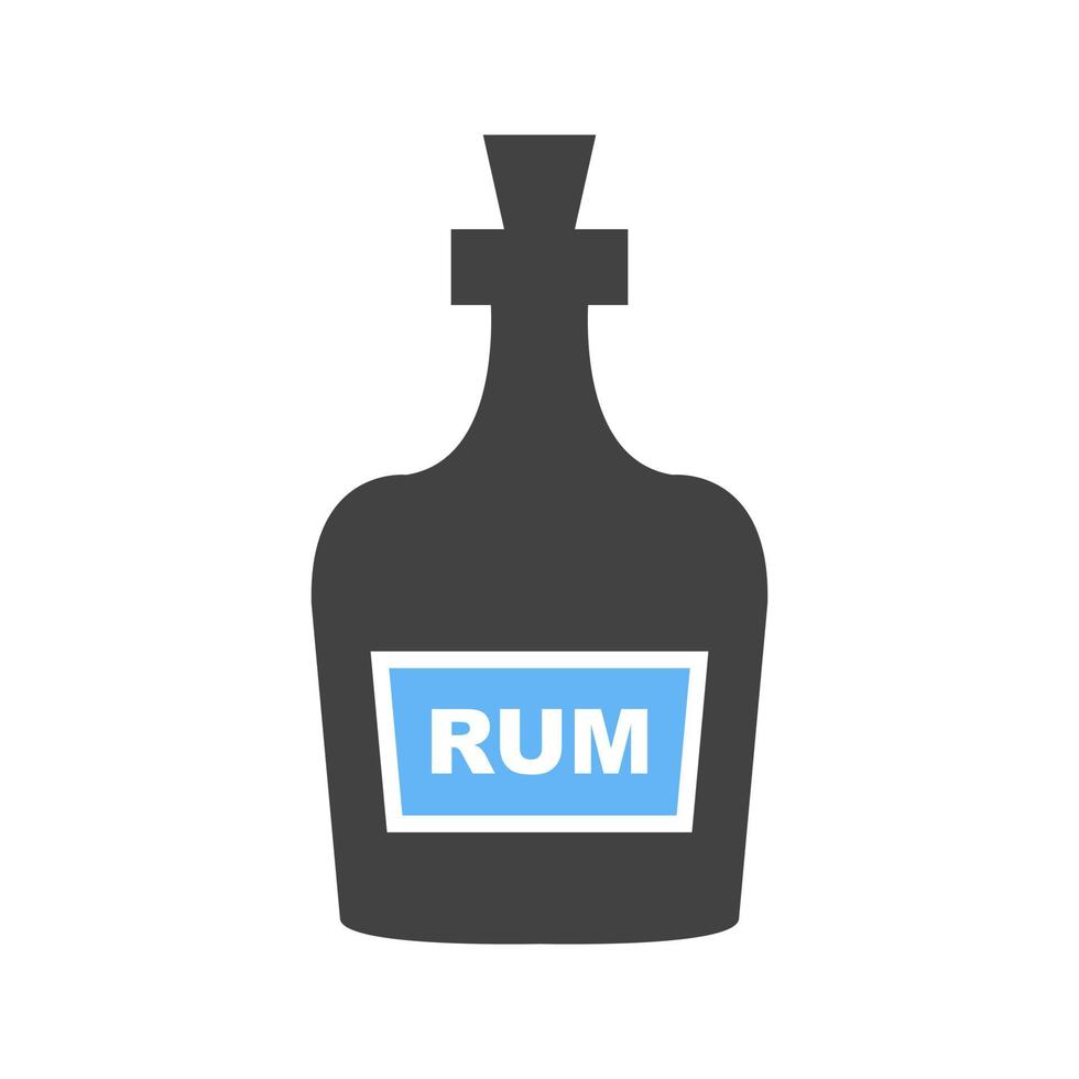 fles van rum glyph blauw en zwart icoon vector