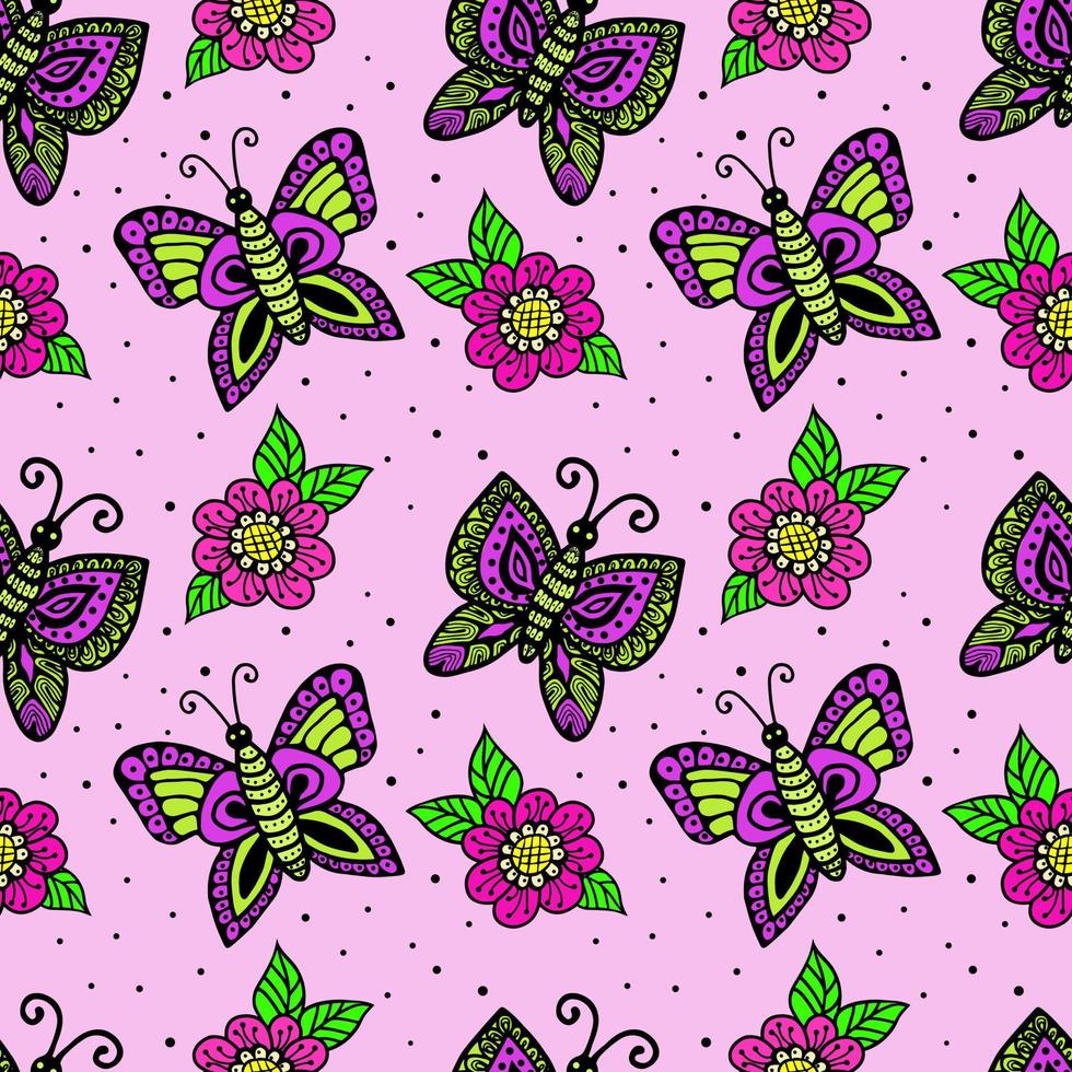 naadloos patroon van prachtige vlinders, abstract herhalend patroon. ideaal voor vakantie-uitnodigingen, tekenen, creativiteit van kinderen, papier, stof, textiel, geschenkverpakking, reclame, ansichtkaarten. vector