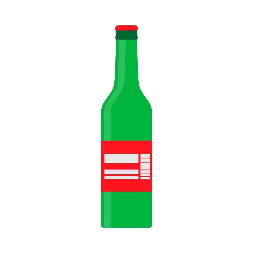 bier fles groen vector symbool glas. voedsel alcohol vlak icoon voorkant visie drankje. pictogram kroeg partij winkel