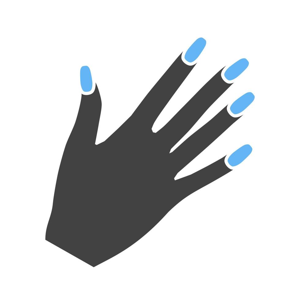 nagellak Aan hand- glyph blauw en zwart icoon vector