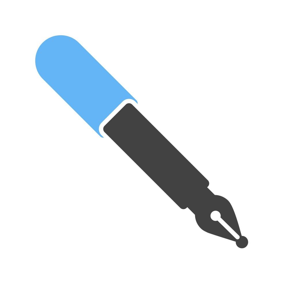 fontein pen glyph blauw en zwart icoon vector