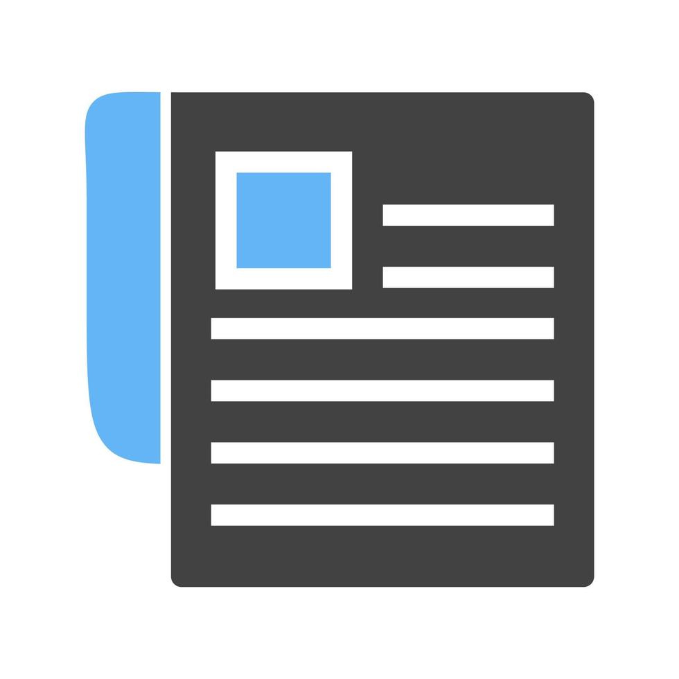 nieuws papier glyph blauw en zwart icoon vector