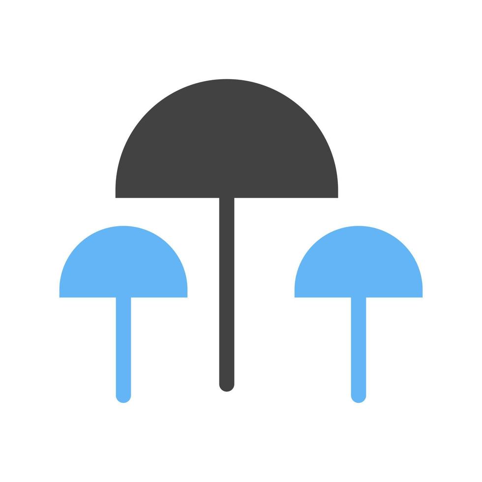 champignons glyph blauw en zwart icoon vector