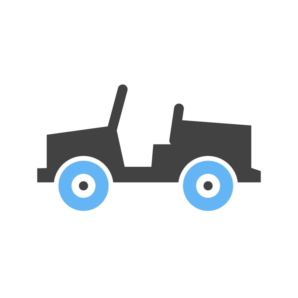 jeep ik glyph blauw en zwart icoon vector