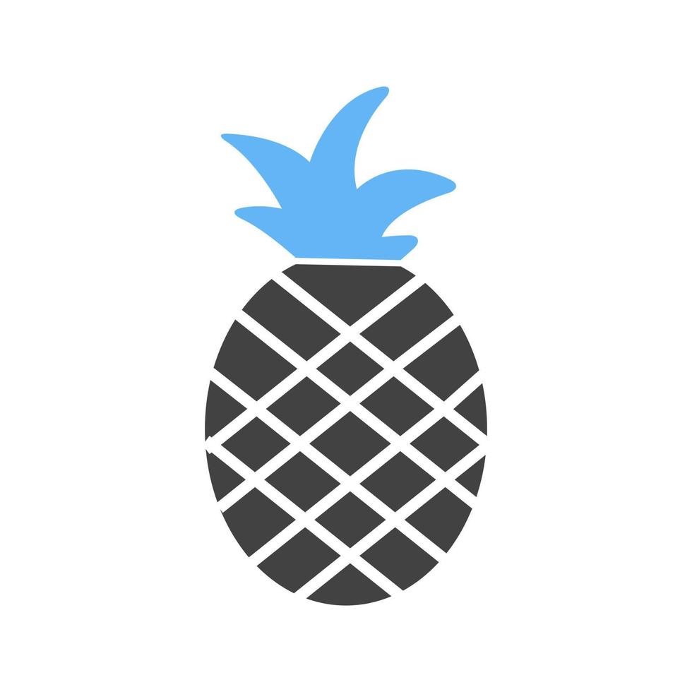 ananas glyph blauw en zwart icoon vector