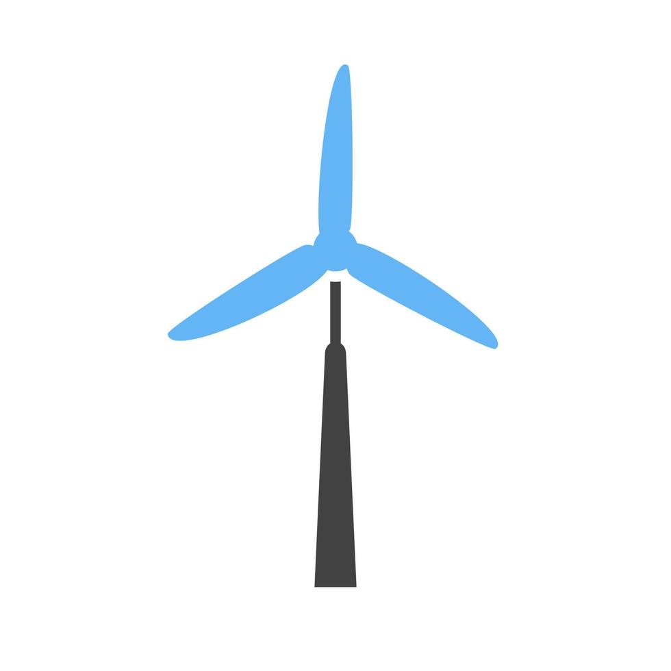 windmolen glyph blauw en zwart icoon vector
