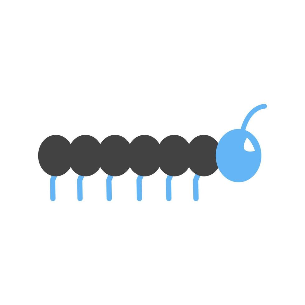 worm glyph blauw en zwart icoon vector