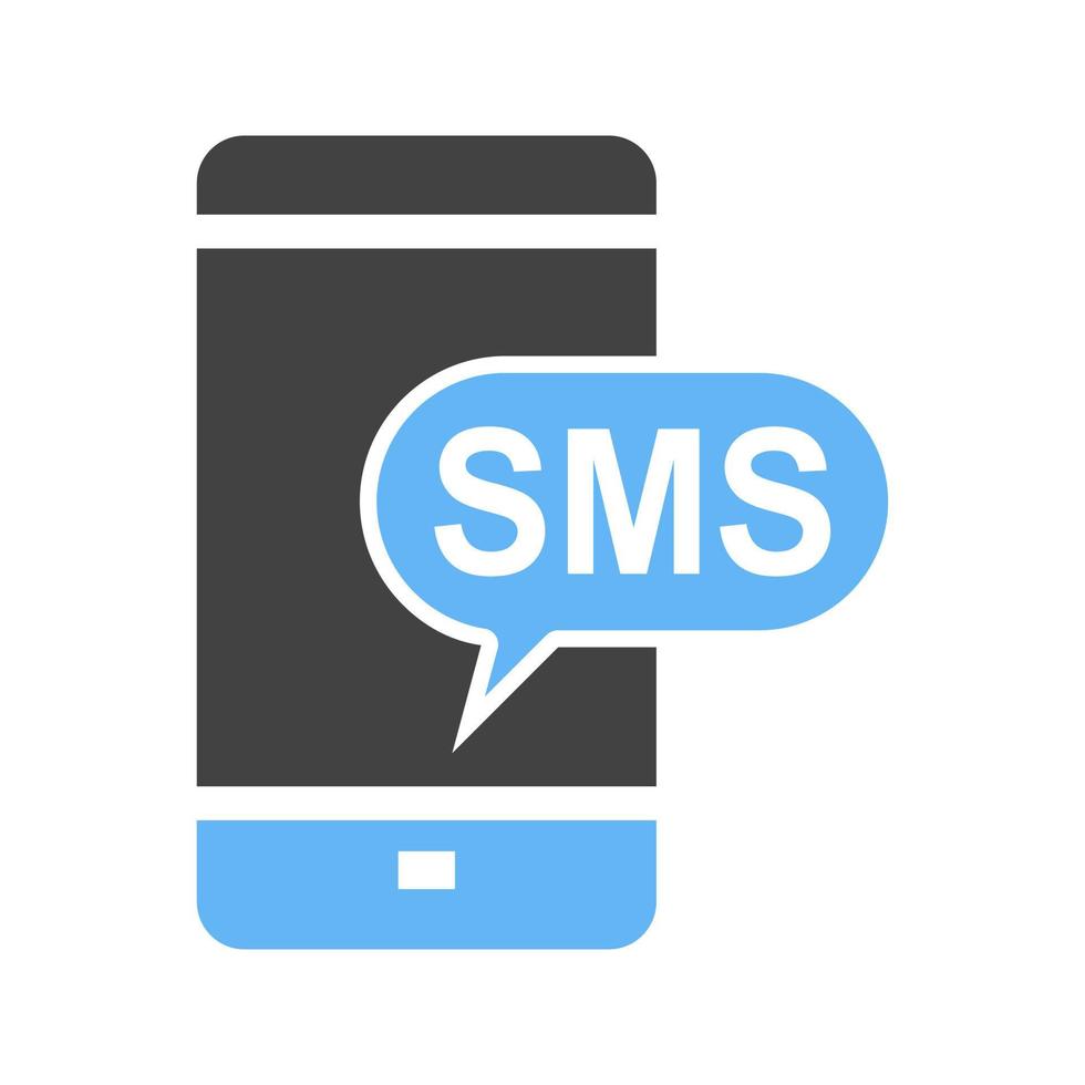 sms kennisgeving glyph blauw en zwart icoon vector