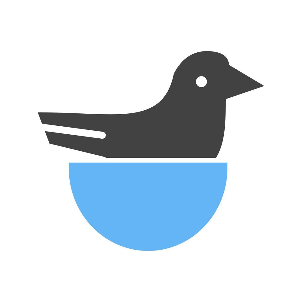 weinig vogel glyph blauw en zwart icoon vector