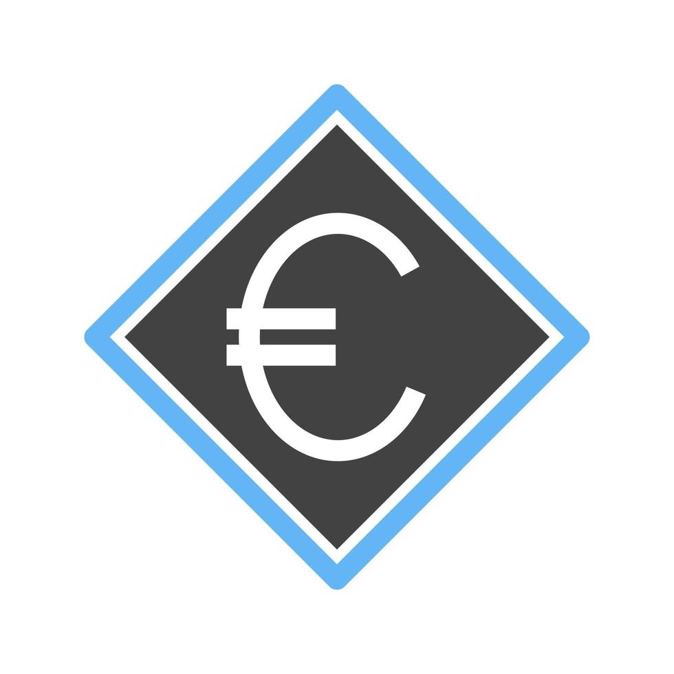 euro symbool glyph blauw en zwart icoon vector