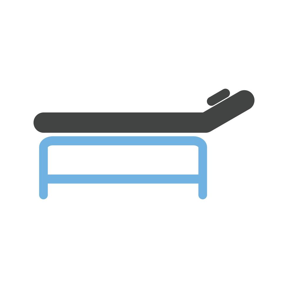 massage bed glyph blauw en zwart icoon vector