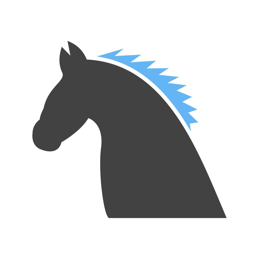 paard glyph blauw en zwart icoon vector
