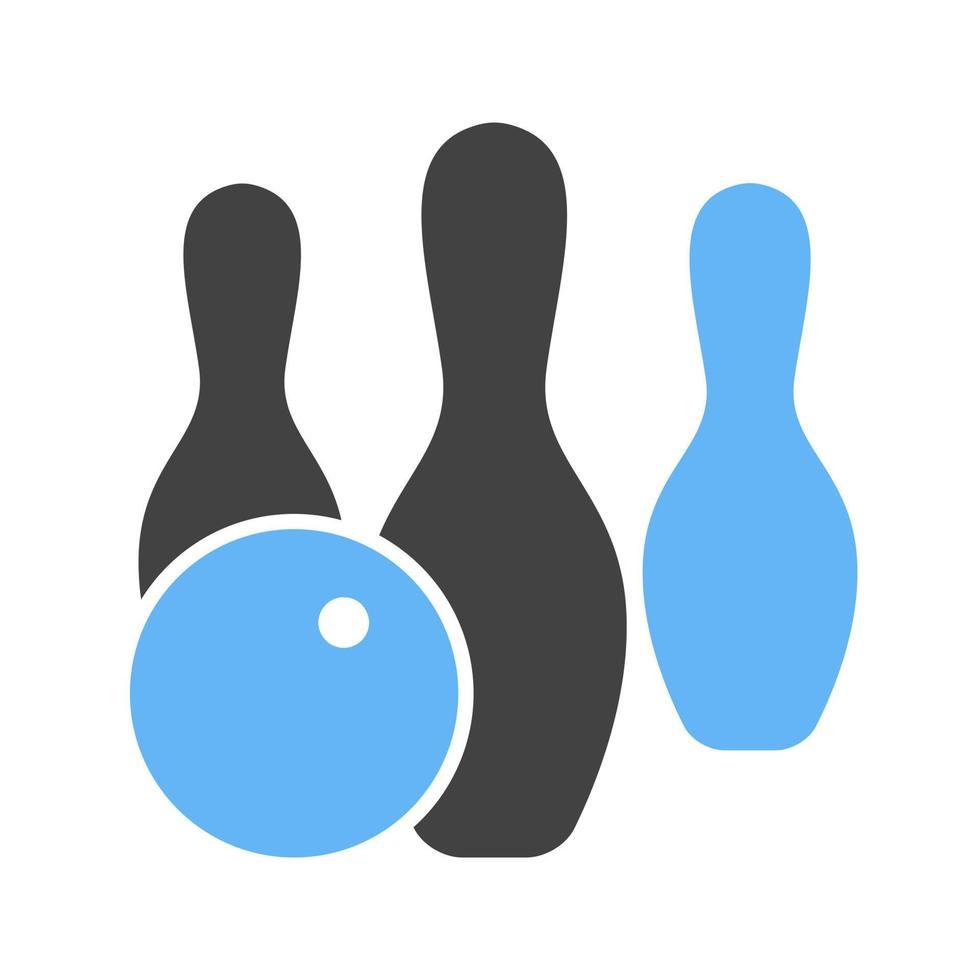 bowling glyph blauw en zwart icoon vector