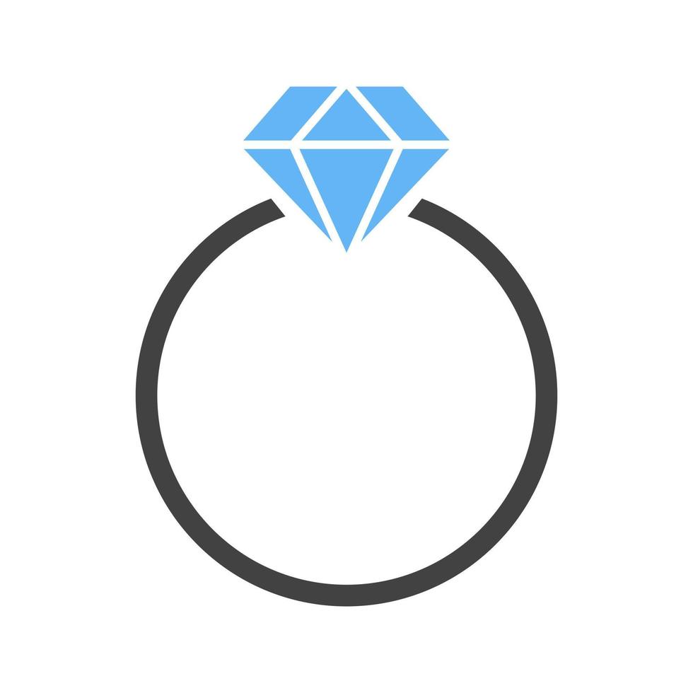 diamant ring glyph blauw en zwart icoon vector