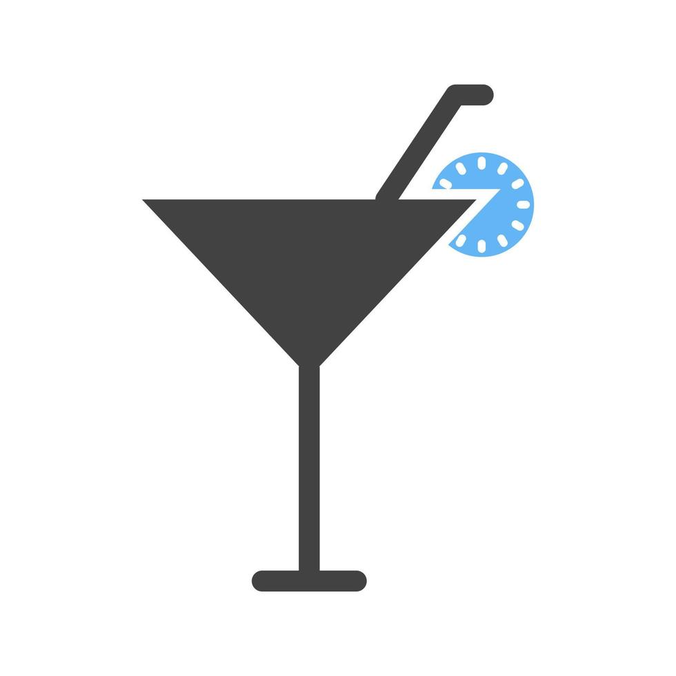 cocktail glyph blauw en zwart icoon vector