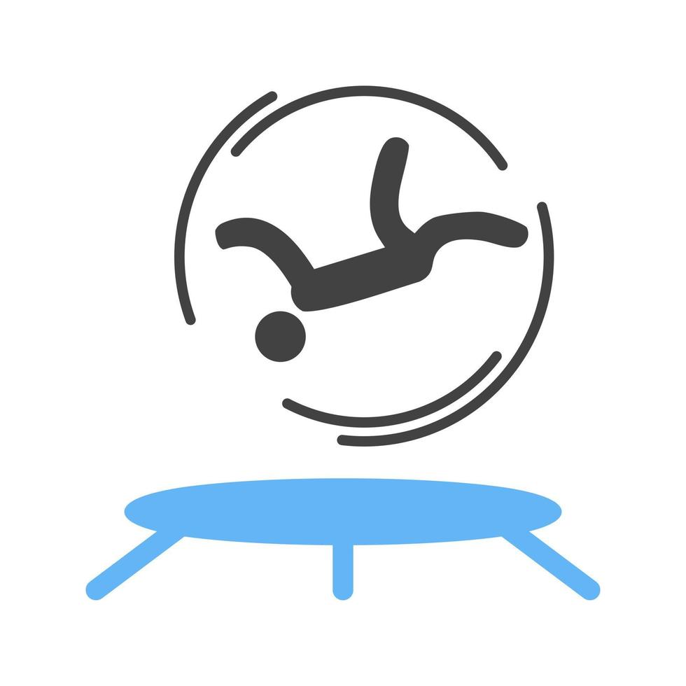 trampoline jumping glyph blauw en zwart icoon vector