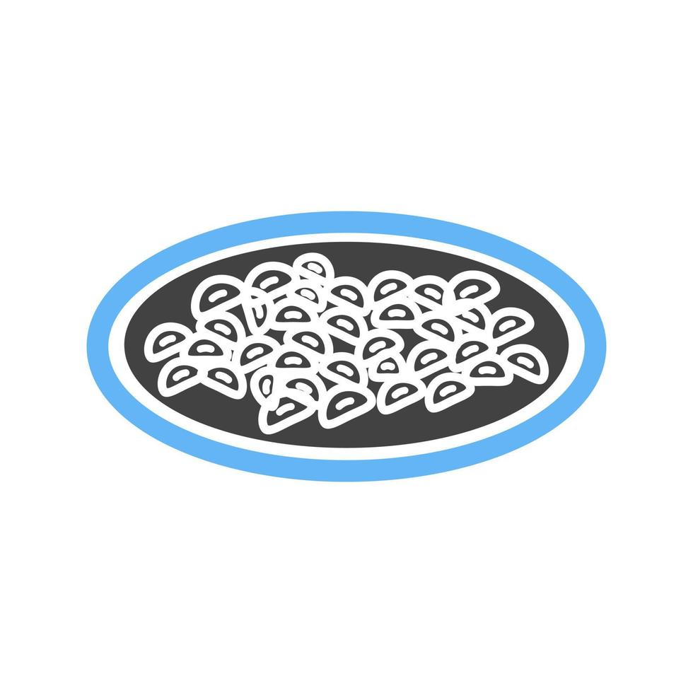 gnocchi glyph blauw en zwart icoon vector