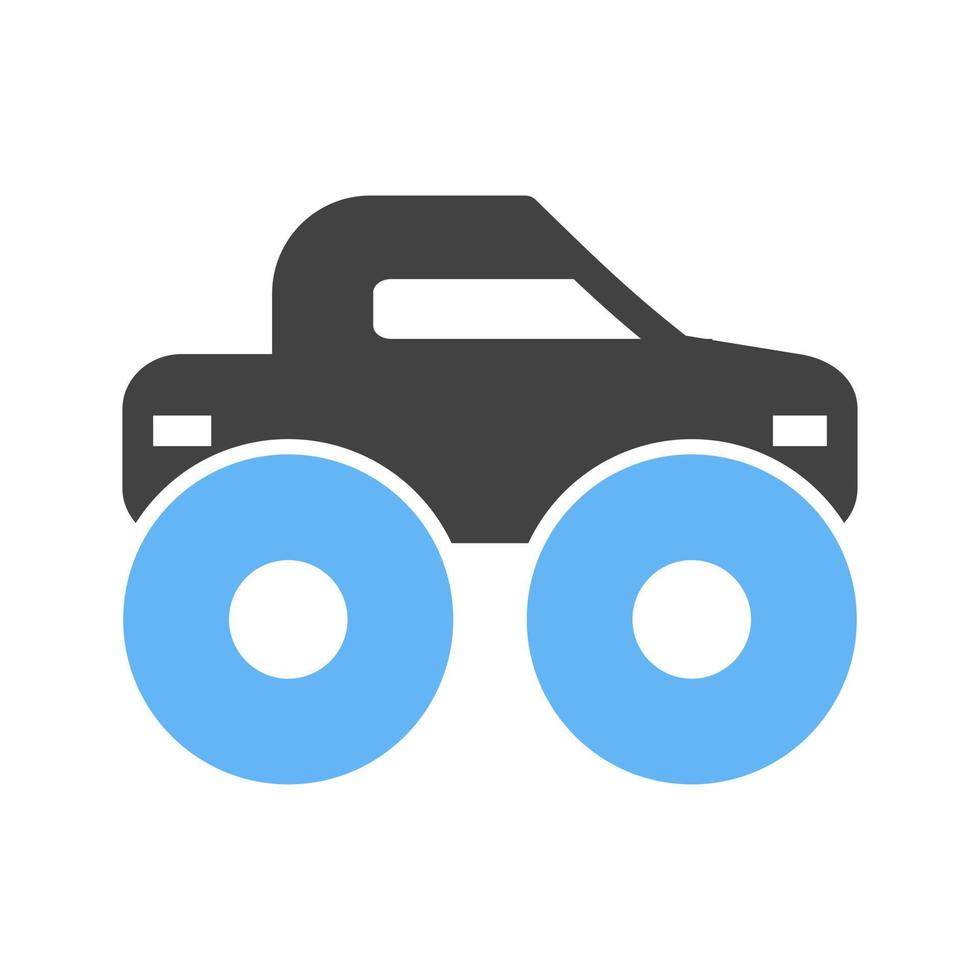 monster vrachtauto glyph blauw en zwart icoon vector