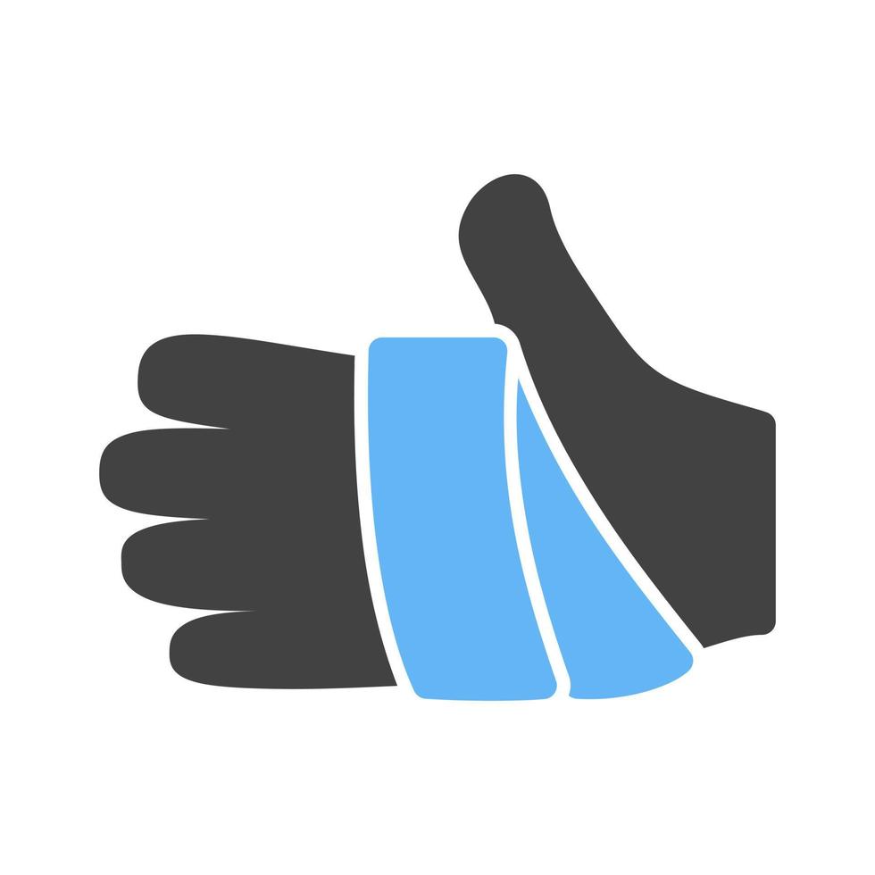 verbonden hand- glyph blauw en zwart icoon vector