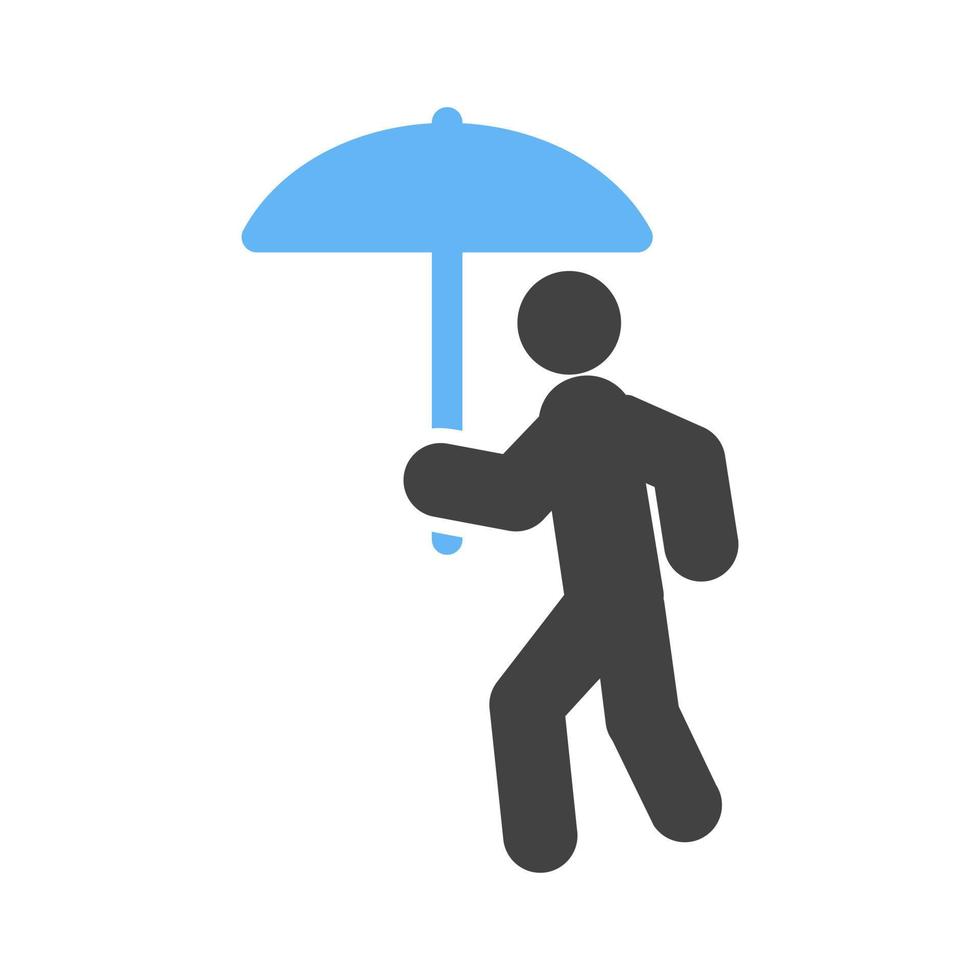 wandelen in regen glyph blauw en zwart icoon vector