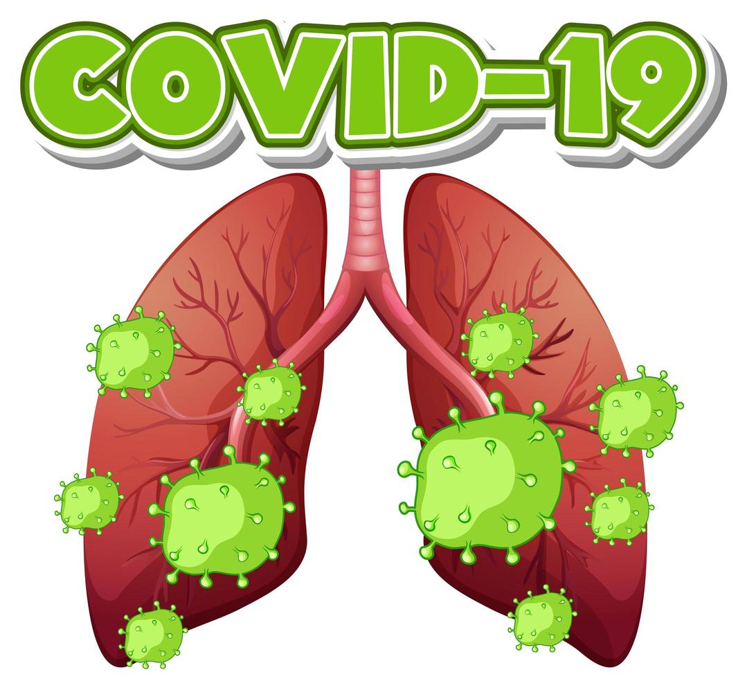 covid-19 viruscellen in menselijke longen vector