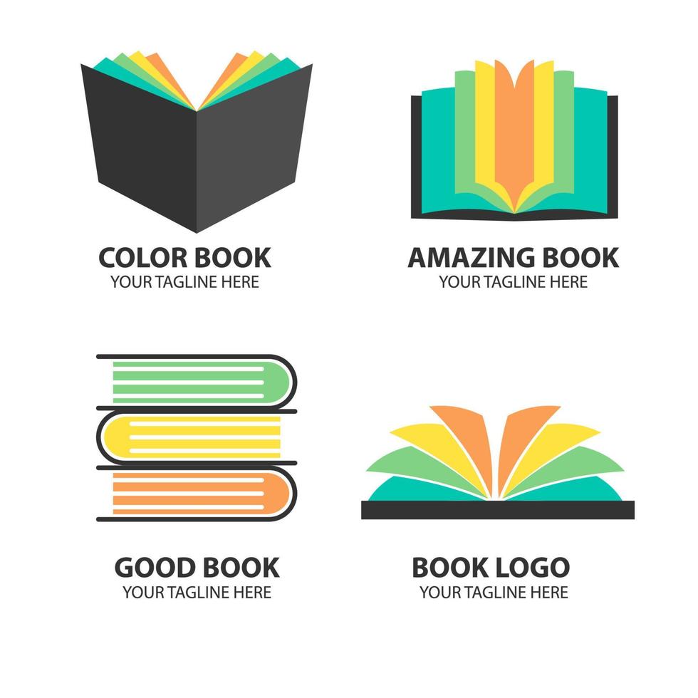 vlak boek logo Sjablonen verzameling icoon geïsoleerd wit. abstract symbool onderwijs en aan het leren literatuur teken. studie logotype vector illustratie