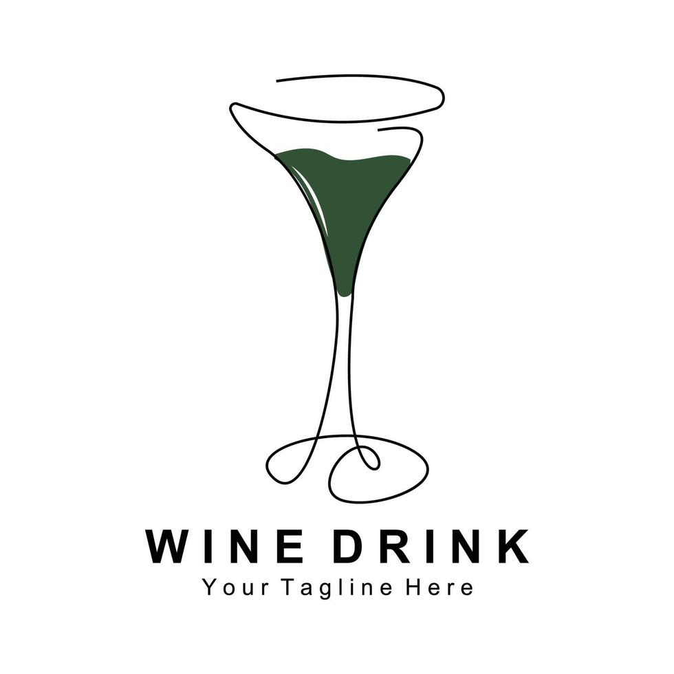 drank wijn logo ontwerp, glas illustratie, alcohol drinken fles, bedrijf Product vector