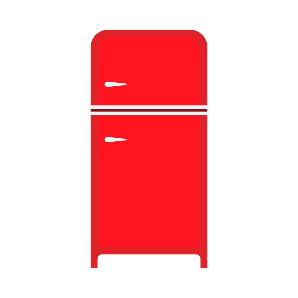 rode koelkast verse binnenlandse elektrische bevriezing meubels koelbox. koelkast vooraanzicht vector platte pictogram