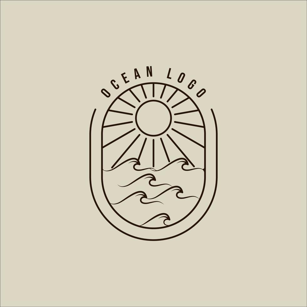 oceaan Golf logo vector lijn kunst gemakkelijk minimalistische illustratie sjabloon icoon grafisch ontwerp. zee landschap teken of symbool voor reizen bedrijf met insigne en typografie