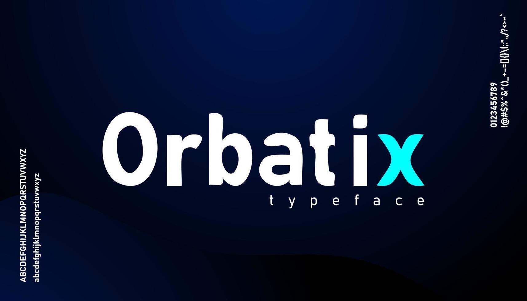 orbatix, gemakkelijk gebroken onregelmatig brieven alfabet creatief vector lettertype.