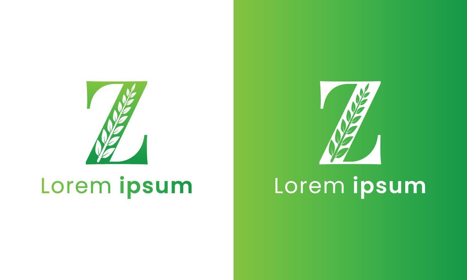 brief z logo met een creatief monogram blad concept voor de groen eco bedrijf vector