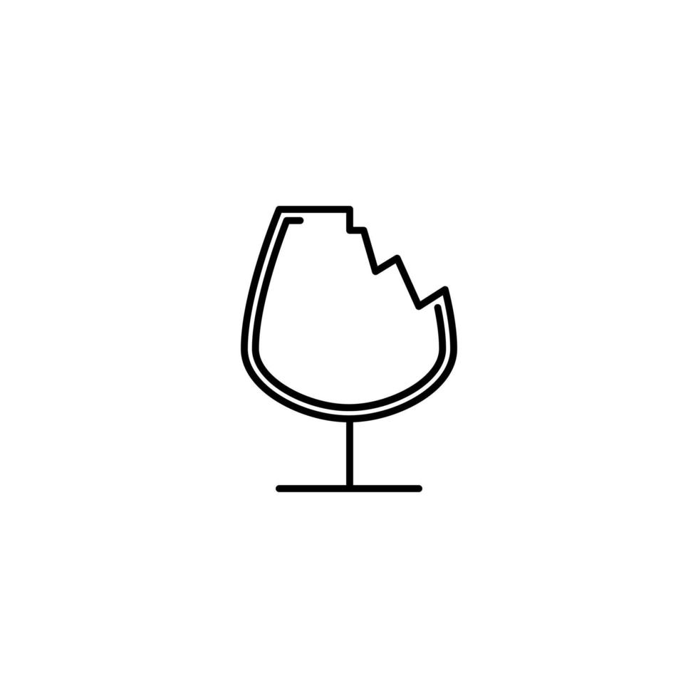 verpletterd borrel glas icoon Aan wit achtergrond. gemakkelijk, lijn, silhouet en schoon stijl. zwart en wit. geschikt voor symbool, teken, icoon of logo vector