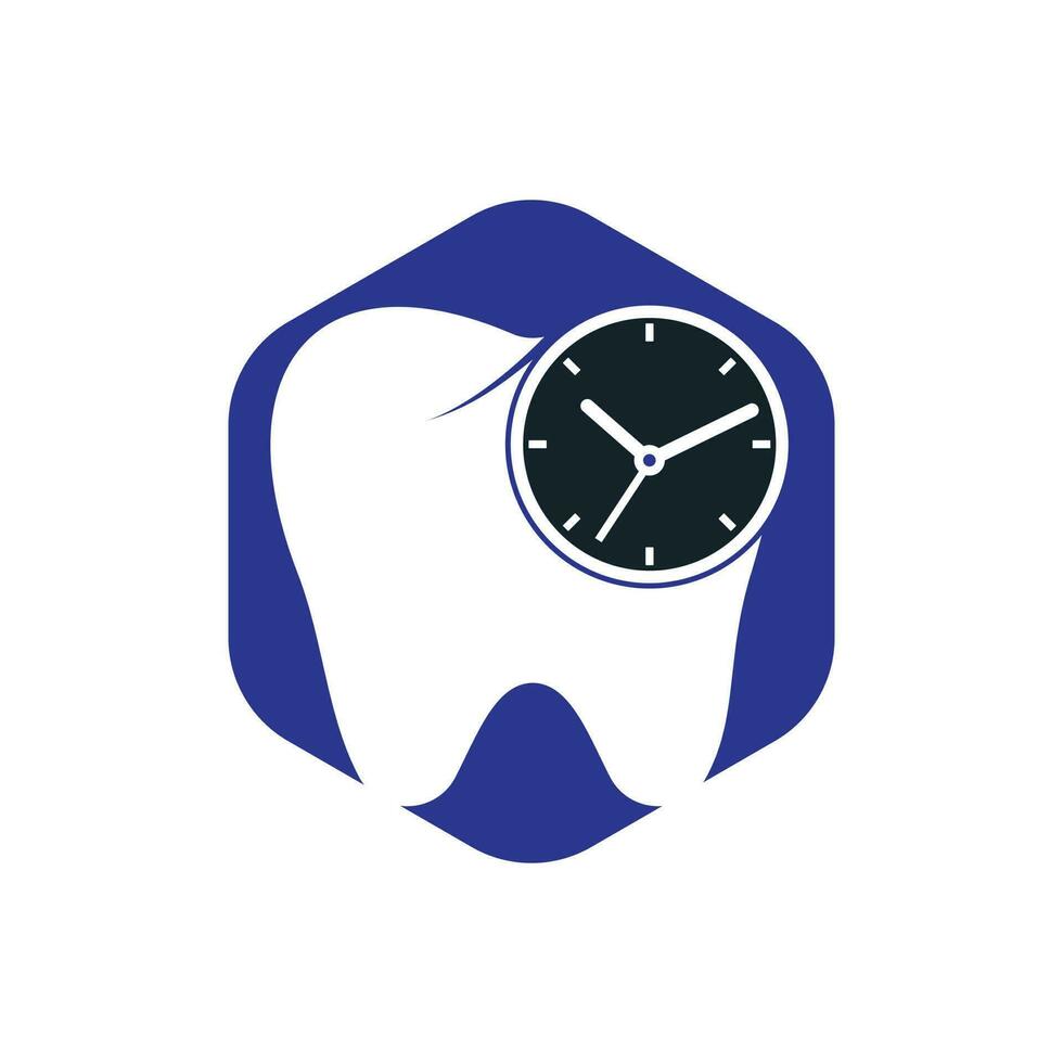 tandheelkundig tijd vector logo ontwerp sjabloon. menselijk tand en klok icoon ontwerp.