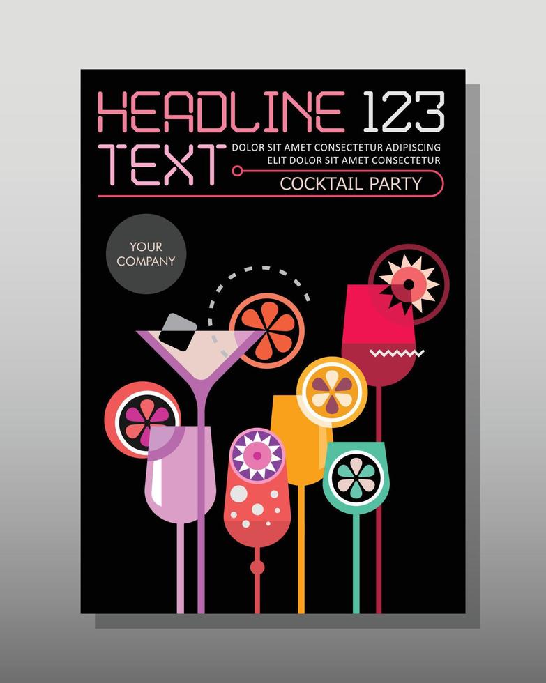 cocktail bril tijdschrift Hoes sjabloon vector