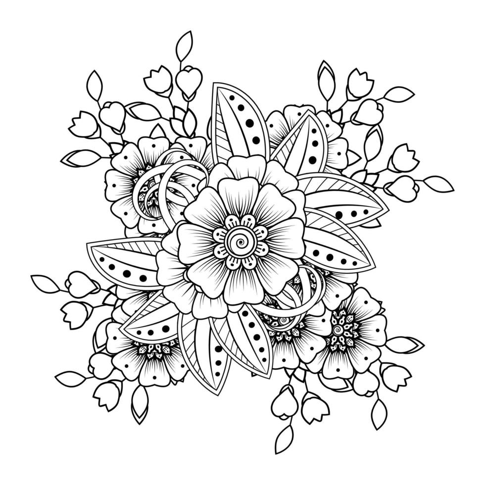 bloemen achtergrond met mehndi bloem. decoratief ornament in etnisch oosters stijl, tekening ornament, schets hand- tekenen. kleur boek bladzijde. vector